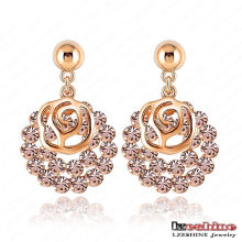 Gold Plated Hollow Rose Flower Earring Fashion (ER0029-C)